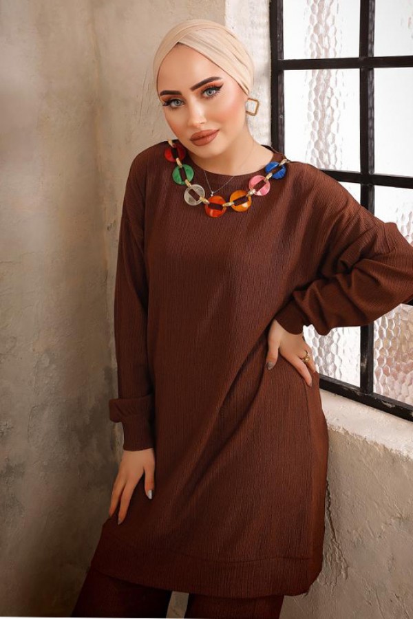  Tesettür İkili Takım Kahverengi 2933