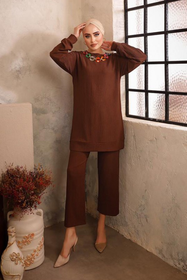  Tesettür İkili Takım Kahverengi 2933