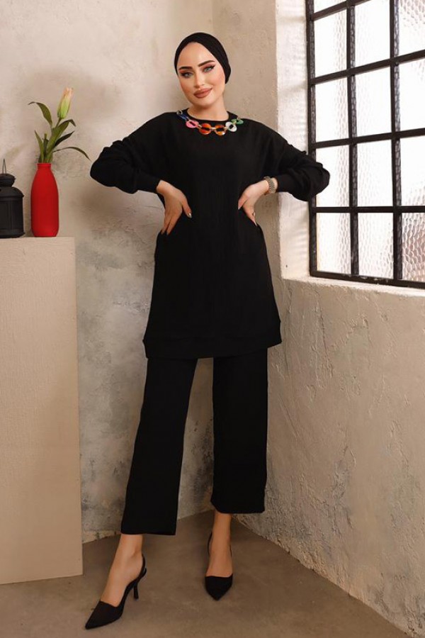  Tesettür İkili Takım Siyah 2933