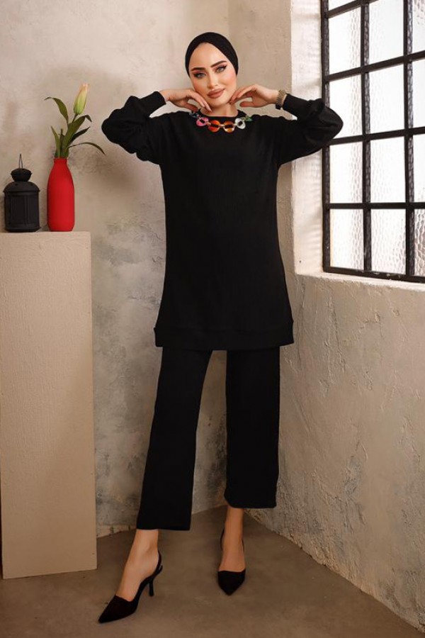  Tesettür İkili Takım Siyah 2933