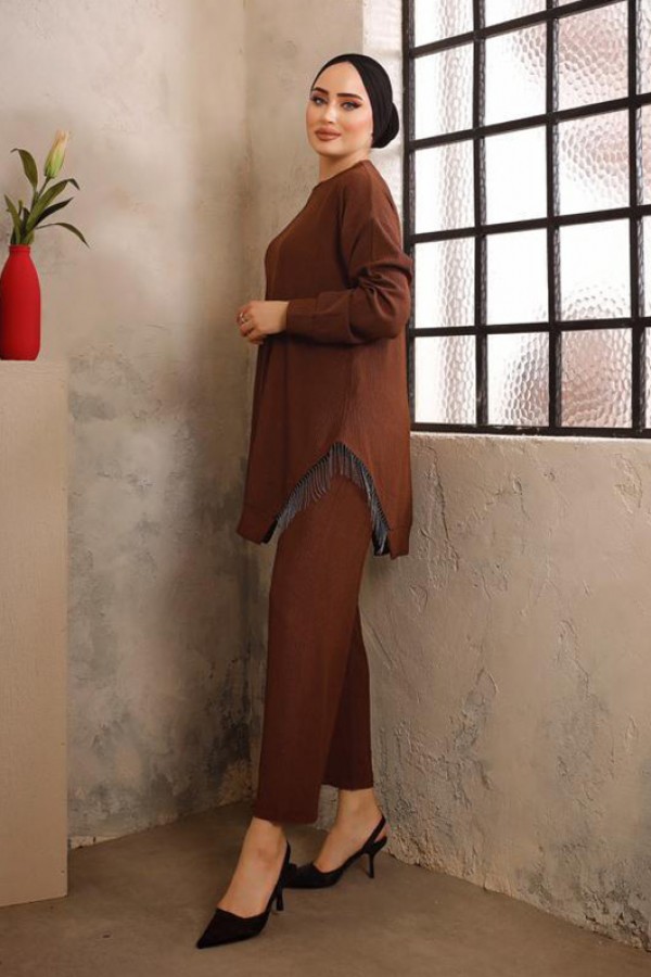  Tesettür İkili Takım Kahverengi 2942
