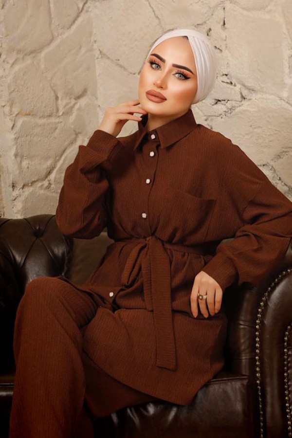 Tesettür İkili Takım Kahverengi 2944 Tesettür İkili Takım Kahverengi 2944