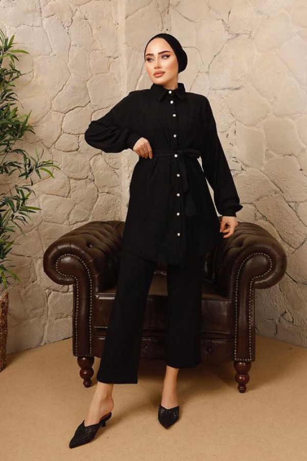  Tesettür İkili Takım Siyah 2944