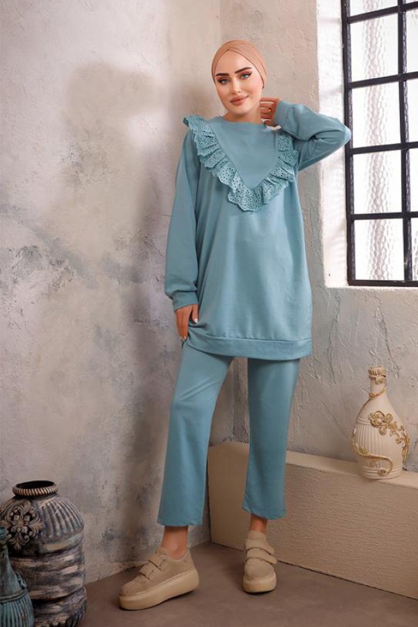  Dantel Detaylı İkili Takım Mint 2903