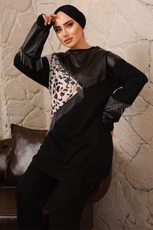  Zincir Detaylı İkili Takım Leopar 2986