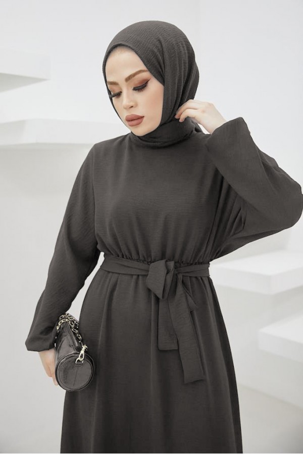  Tesettür Elbise Antrasit 424-1