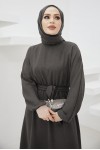  Tesettür Elbise Antrasit 424-1