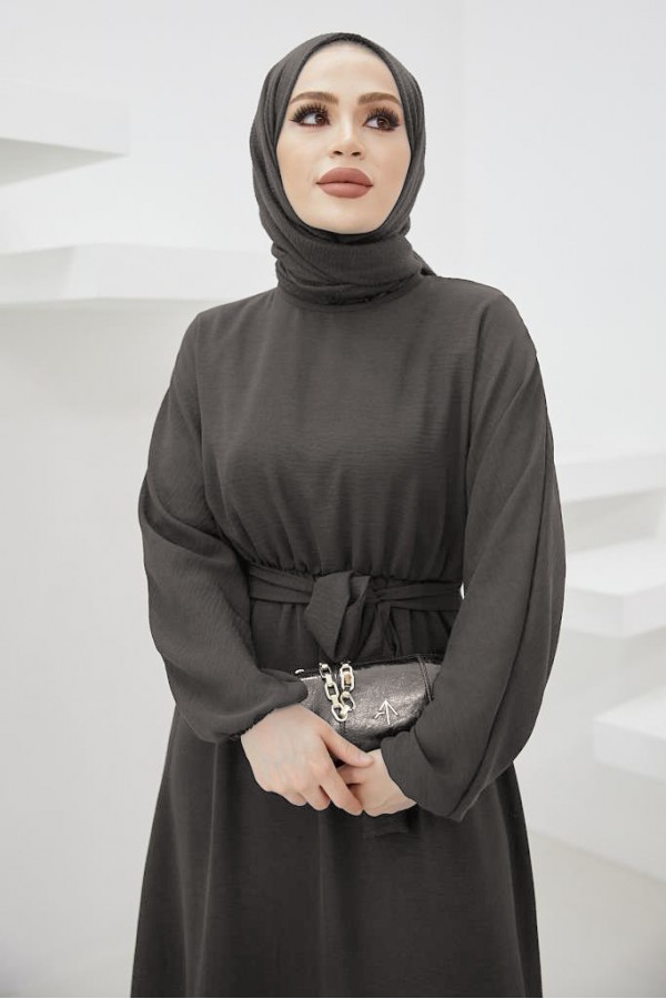  Tesettür Elbise Antrasit 424-1