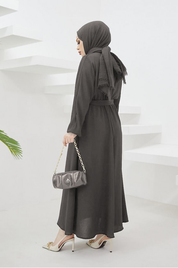 Tesettür Elbise Antrasit 424-1