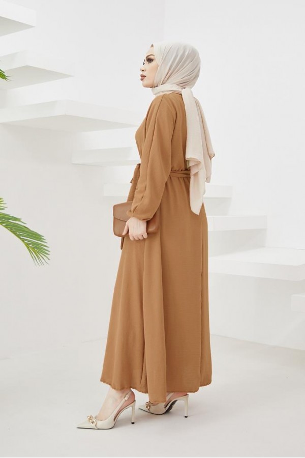 Tesettür Elbise Camel 424-1  Tesettür Elbise Camel 424-1