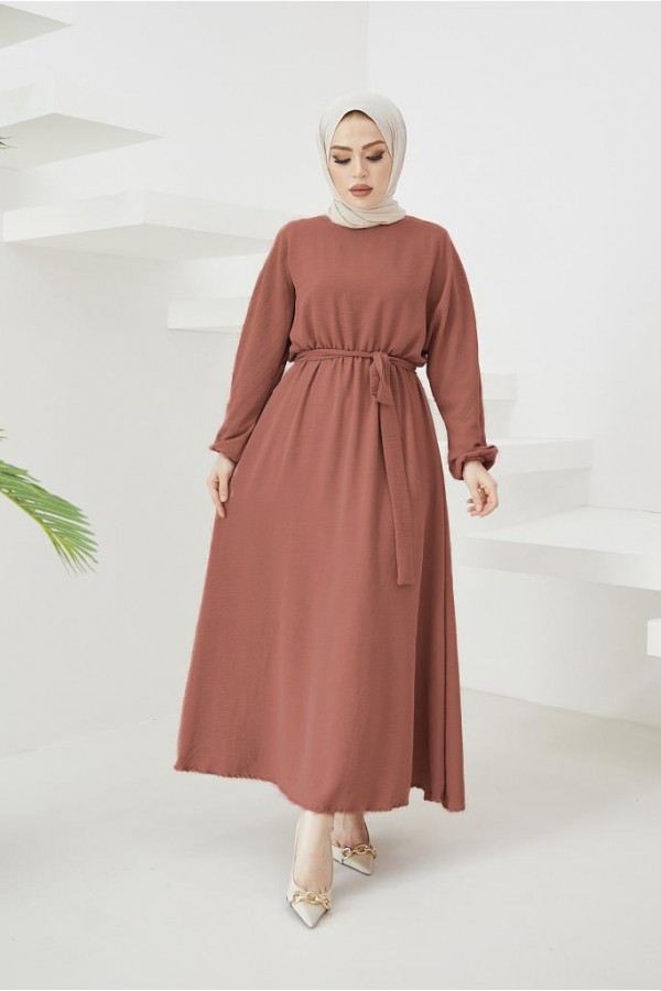  Tesettür Elbise Vişne 424-1