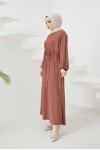  Tesettür Elbise Vişne 424-1