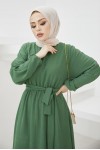 Tesettür Elbise Zümrüt Yeşili 424-1 Tesettür Elbise Zümrüt Yeşili 424-1