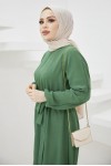 Tesettür Elbise Zümrüt Yeşili 424-1 Tesettür Elbise Zümrüt Yeşili 424-1