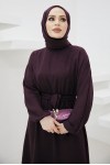  Tesettür Elbise Koyu Mor 424-1