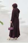  Tesettür Elbise Koyu Mor 424-1