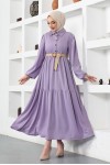  Bürümcük Kemerli Elbise Lila 61540