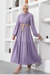  Bürümcük Kemerli Elbise Lila 61540