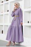  Bürümcük Kemerli Elbise Lila 61540