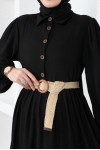  Bürümcük Kemerli Elbise Siyah 61540