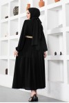  Bürümcük Kemerli Elbise Siyah 61540