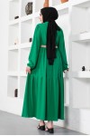  Bürümcük Kemerli Elbise Yeşil 61540