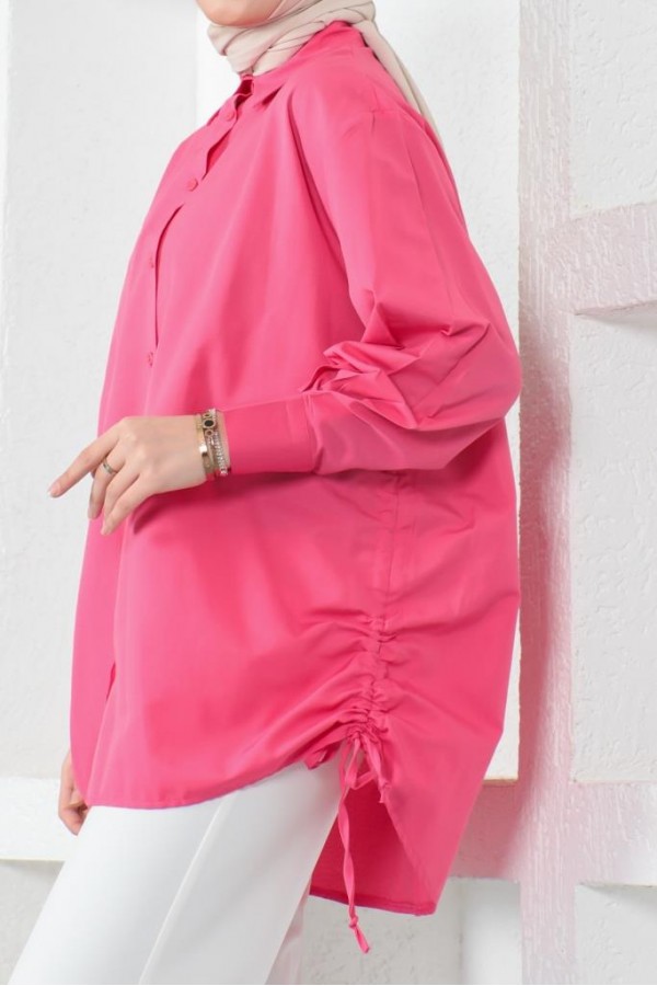  Yanları Büzgülü Gömlek Fuşya 61551