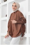  Yanları Büzgülü Gömlek Kahverengi 61551
