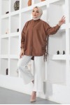  Yanları Büzgülü Gömlek Kahverengi 61551