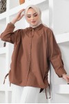  Yanları Büzgülü Gömlek Kahverengi 61551