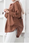 Yanları Büzgülü Gömlek Kahverengi 61551