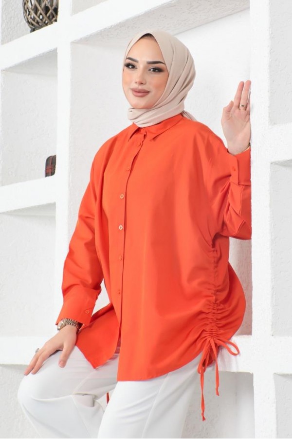 Yanları Büzgülü Gömlek Oranj 61551 Yanları Büzgülü Gömlek Oranj 61551