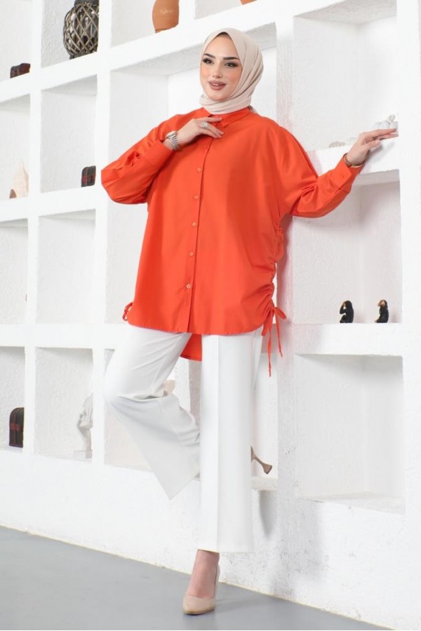 Yanları Büzgülü Gömlek Oranj 61551 Yanları Büzgülü Gömlek Oranj 61551