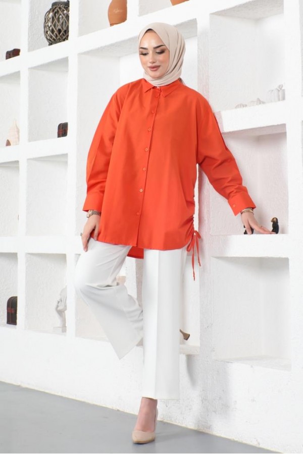 Yanları Büzgülü Gömlek Oranj 61551 Yanları Büzgülü Gömlek Oranj 61551