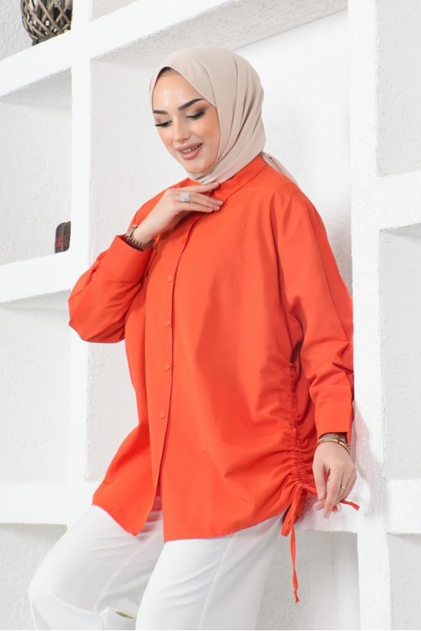Yanları Büzgülü Gömlek Oranj 61551 Yanları Büzgülü Gömlek Oranj 61551