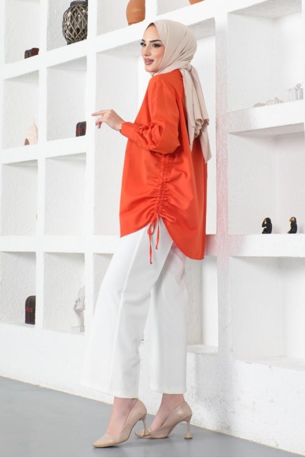 Yanları Büzgülü Gömlek Oranj 61551 Yanları Büzgülü Gömlek Oranj 61551