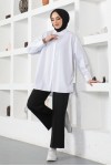  Yanları Büzgülü Gömlek Beyaz 61551