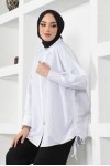  Yanları Büzgülü Gömlek Beyaz 61551