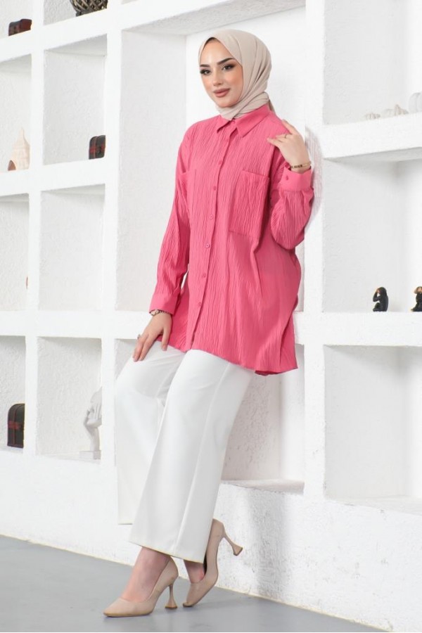 Çift Cepli Gömlek Fuşya 61544 Çift Cepli Gömlek Fuşya 61544