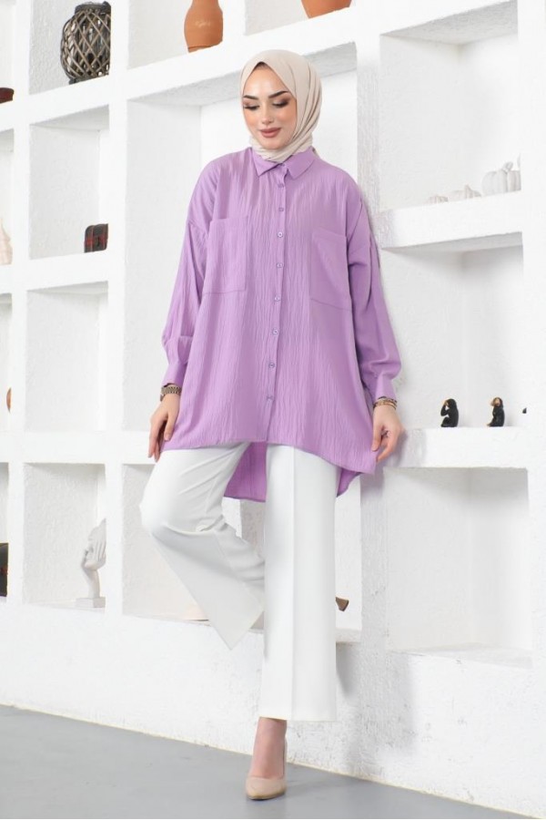  Çift Cepli Gömlek Lila 61544