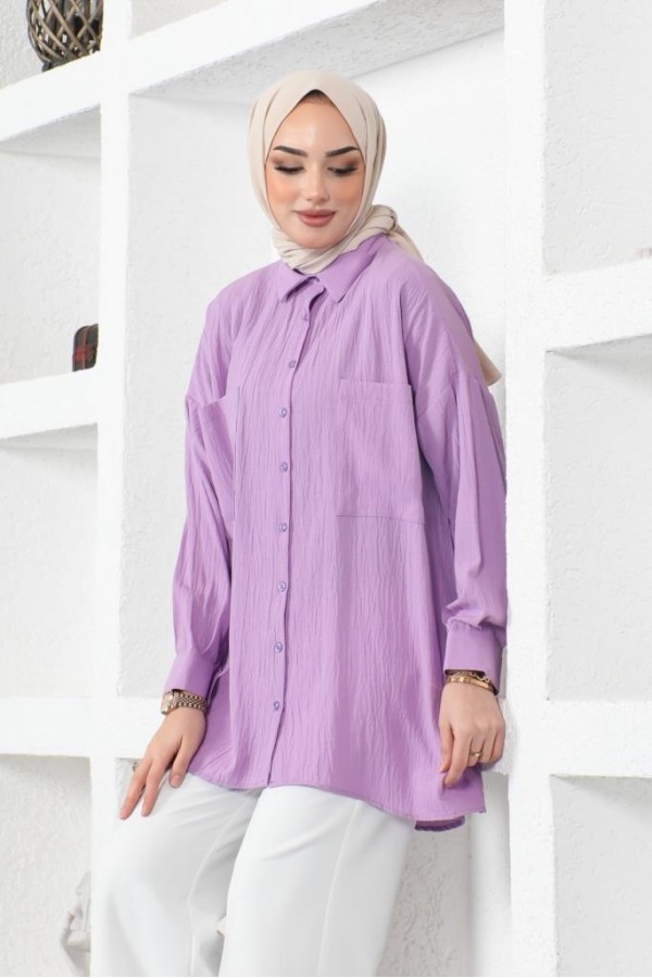  Çift Cepli Gömlek Lila 61544