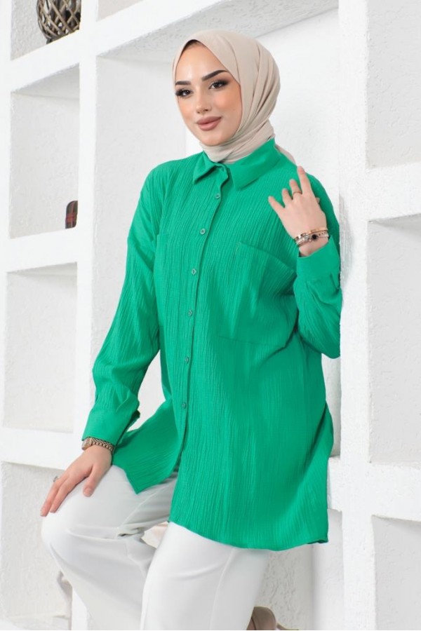  Çift Cepli Gömlek Yeşil 61544