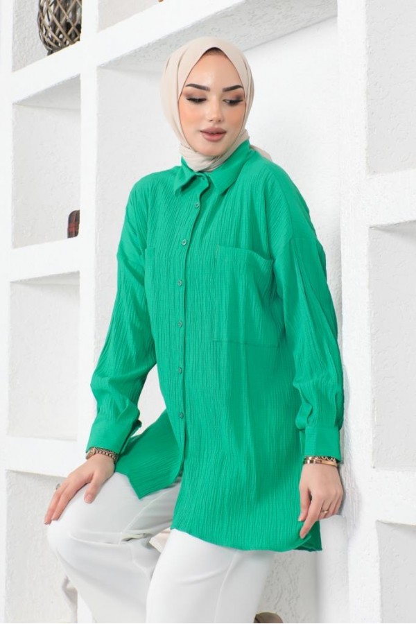  Çift Cepli Gömlek Yeşil 61544