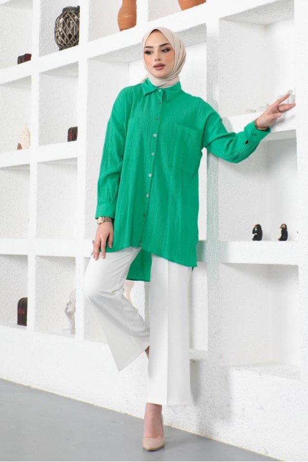  Çift Cepli Gömlek Yeşil 61544