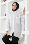  Çift Cepli Gömlek Beyaz 61544
