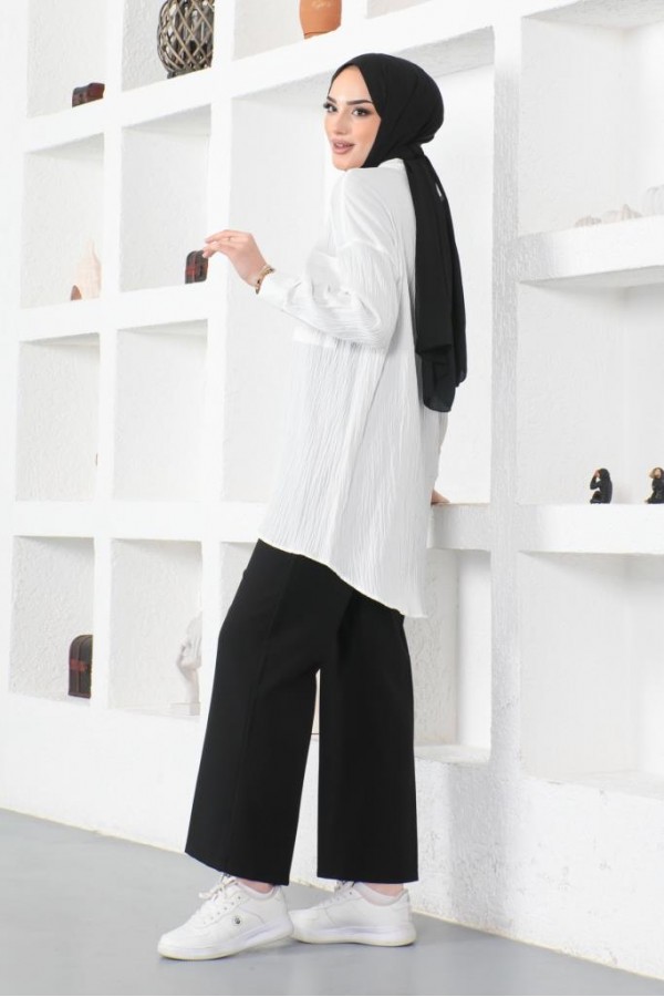  Çift Cepli Gömlek Beyaz 61544