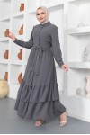  Eteği Katlı Aerobin Elbise Antrasit 445