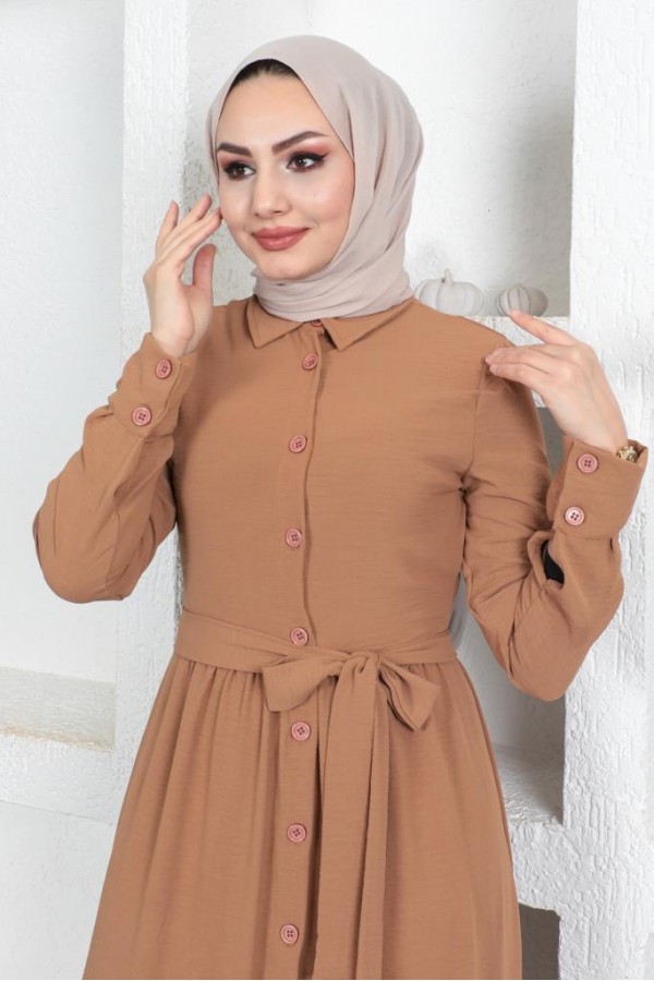 Eteği Katlı Aerobin Elbise Camel 445 Eteği Katlı Aerobin Elbise Camel 445