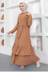 Eteği Katlı Aerobin Elbise Camel 445 Eteği Katlı Aerobin Elbise Camel 445