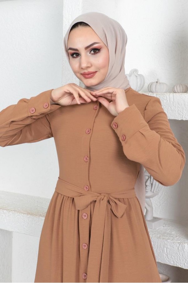Eteği Katlı Aerobin Elbise Camel 445 Eteği Katlı Aerobin Elbise Camel 445